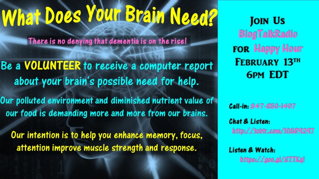 What Does Your Brain Need? Happy Hour Flyer